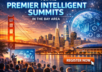 Graphic of a conference banner for the Bay Area Intelligent Summits with a call to action to register.