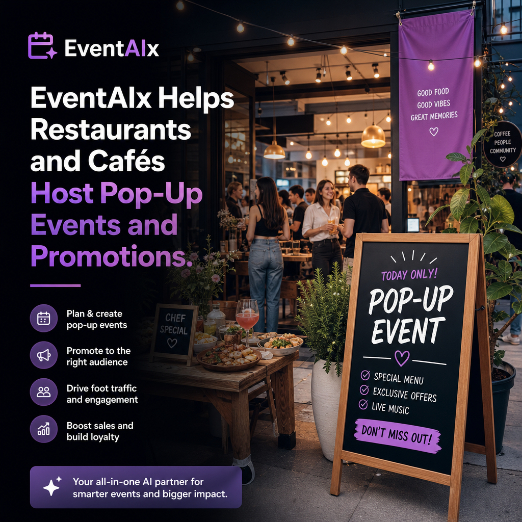 Illustration of EventAIx Helps Restaurants and Cafés Host Pop-Up Events and Promotions