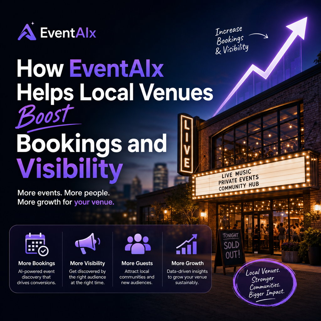 increase bookings and visibility illustration for How EventAIx Helps Local Venues Boost Bookings and Visibility