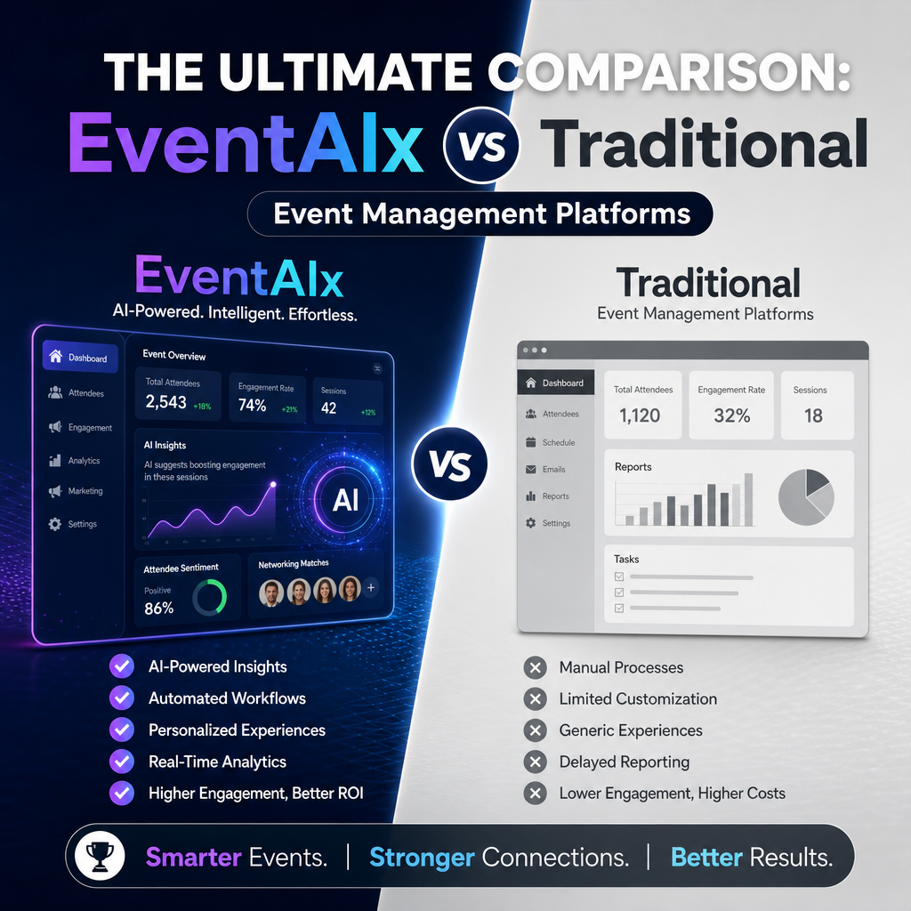 EventAIx AI-powered event management platform compared with traditional event management platforms