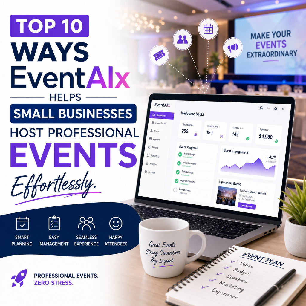 event planning illustration for Top 10 Ways EventAIx Helps Small Businesses Host Professional Events Effortlessly